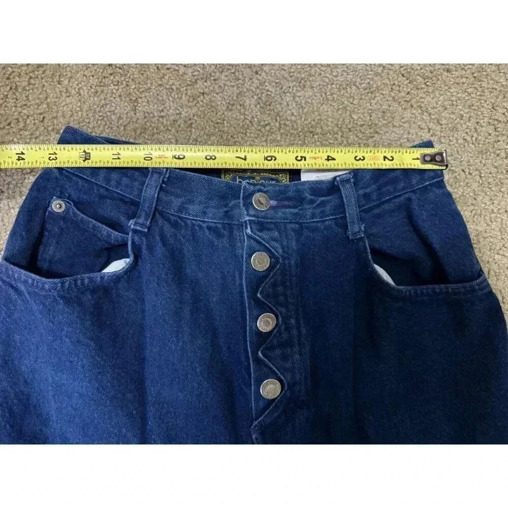 BONJOUR Vintage 80s 90s Womens Jeans Button Fly High Rise Dark Blue 26x30 Retro